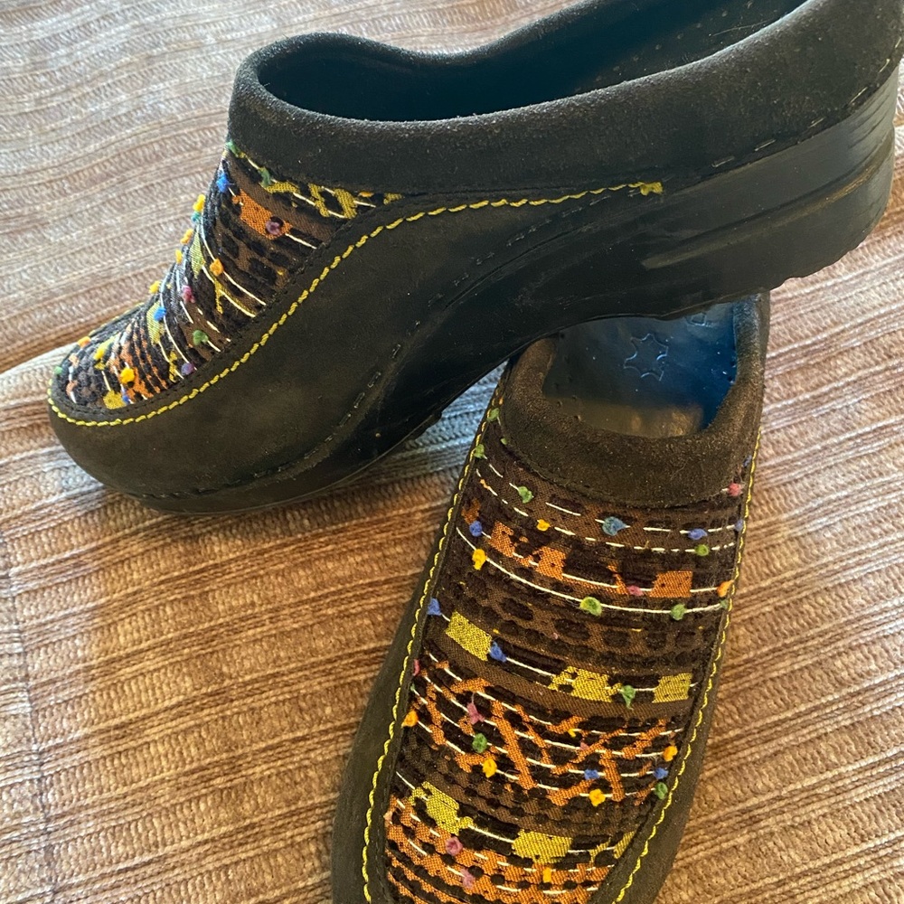 Dansko Black and Multicolor Women's Mules